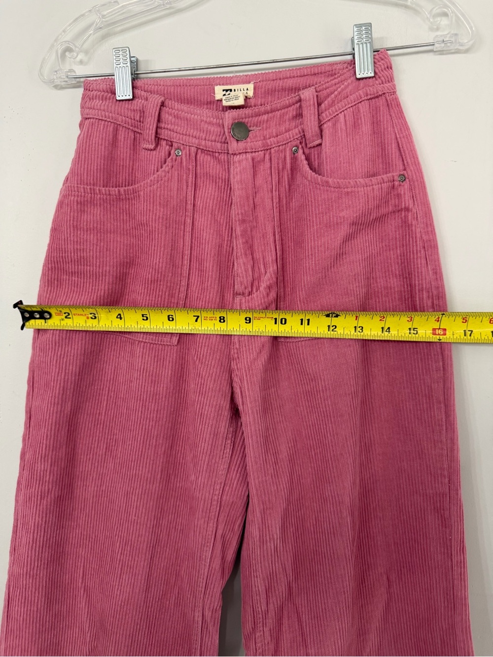 Billabong waist 24 pink wide leg patch pocket crop ankle corduroy pants women’s - Picture 5 of 9